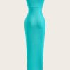Women's Summer Cut Out Maxi Tube Top Dress Strapless High Split Bodycon Beach Vacation Dresses