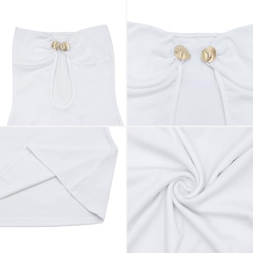 Women's Elegant Strapless Vacation Maxi Dress Sexy Gold Shell Cut Out Bodycon Dress Beach Party Cocktail Dress