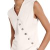 Womens Waistcoat Vest Sleeveless Blazers V Neck Button Up Asymmetrical Hem Work Office Suit Vests