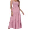 Women's Summer Maxi Dress Casual Boho Sleeveless Strapless Smocked Tiered Long Sun Dresses