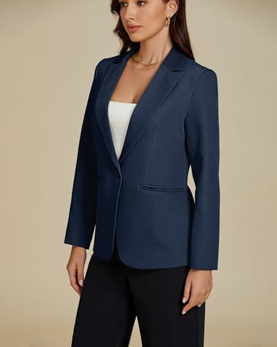 Dressy Blazers for Women Button Long Sleeve Lapel Business Casual Outfits Office Work Suit Blazer with Pockets