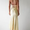 Satin Spaghetti Strap Backless Ruched Twist Cocktail Dresses for Women Silk Open Back Cut Out Midi Dress Wedding Guest