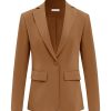 Womens Blazers Open Front Long Sleeve Suit Jackets Business Casual Outfits Brown