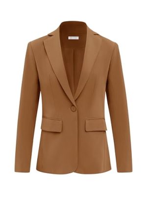 Womens Blazers Open Front Long Sleeve Suit Jackets Business Casual Outfits Brown