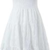 Women's Summer White Sexy Dress Strapless Sleeveless High Waist Slim Fit A-Line Party Club Dresses