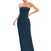 Women's Strapless Maxi Dress Side Slit Tube Top Bodycon Dresses Sleeveless Off Shoulder Backless Cocktail Dress 295