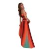 Women's Sexy Tie Dye Off Shoulder Maxi Dress Gradient Cut Out Strapless Flowy Sundress Beach Long Dresses