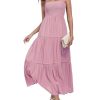 Women's Summer Maxi Dress Casual Boho Sleeveless Strapless Smocked Tiered Long Sun Dresses