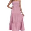Women's Summer Maxi Dress Casual Boho Sleeveless Strapless Smocked Tiered Long Sun Dresses