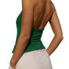 Womens Sexy Scoop Neck Halter Tops Backless Ruched Knit Tank Tops Summer Sleeveless Fitted Going Out Shirts