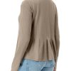 Womens Long Sleeve T-Shirts Pleated Crew Neck Peplum Dressy Casual Fall Tee Tops