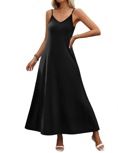 Womens Summer Maxi Dress Spaghetti Strap Casual Printed Dress Boho Floral Beach Sundress,