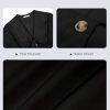 Womens Peter Pan Collar Shirts Summer Button Down Long Sleeve Tops Dressy Casual Cute Blouses Black