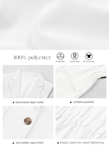 Women's Work Casual Sleeveless Blazer Vest Fashion Open Front Lapel Elastic Waist Blazer Jackets with Pockets