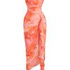 Women's Floral Print Strapless Bodycon Tube Top Dress Sleeveless Summer Wedding Guest Cocktail Sundresses