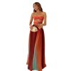 Women's Sexy Tie Dye Off Shoulder Maxi Dress Gradient Cut Out Strapless Flowy Sundress Beach Long Dresses