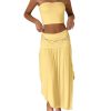 Two Piece Skirt Set for Women - 2 PC Summer Beach Vacation Outfits Going Out Strapless Tube Crop Tops Boho Maxi Skirts Sets