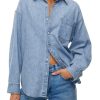 Womens Oversized Denim Shirt Jean Jacket 2025 Fall Fashion Button Down Shirts Long Sleeve Tops Trendy Shackets