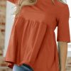 Womens Summer Babydoll Tops Oversized Short Sleeve Crewneck T Shirts Peplum Casual Loose Blouse