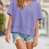 41-jDr2oSGL.jpg Womens Summer V Neck T Shirts Casual Short Sleeve Flowy Tops Cute Loose Fit Basic Tees