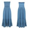 410FddMggCL.jpg Womens Summer Cotton Strapless Elastic Smocked Boho Beach Casual Flowy Maxi Tube Dresses