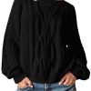 Womens Oversized Cable Knit Sweaters Crew Neck Long Sleeve Fall Chunky Pullover Casual Loose Fit Sweater Tops