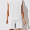 Womens Summer Blazer Vest 2 Piece Sets V Neck Sleeveless Button Down Waistcoat and High Waisted Work Suit Short Set