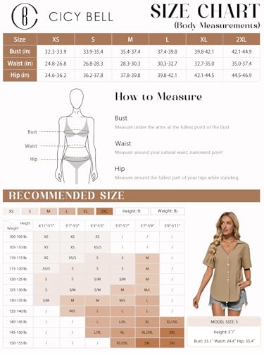 Womens Short Sleeve Button Down Shirts Cotton Linen V Neck Side Slit Blouse Summer Casual Loose Fit Beach Tops