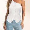 Womens One Shoulder Blazer Vest Summer Fitted Button Down Waistcoat Trendy Work Sleeveless Suit Tops