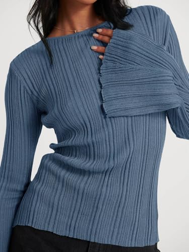 412nVlZH1L.jpg Womens Bell Long Sleeve Tops Going Out Knitted Pullover Sweater 2025 Fall Fashion Lightweight Winter Shirts