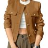 Womens Cropped Tweed Blazers Jacket Collarless Button Down Business Casual 2025 Fall Outfits Winter Coats