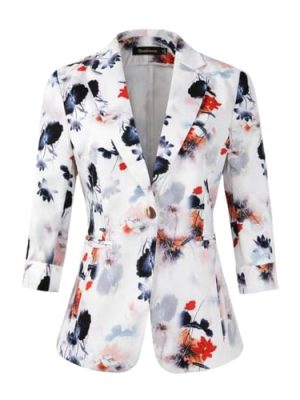 Womens Blazers 3/4 Sleeve Lightweight Office Work Blazer Jacket