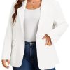 Womens Plus Size Casual Blazers Open Front Long Sleeve Work Office Suit Jackets White