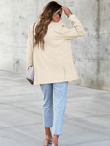 Women's Woolen Blazer Jackets Casual Long Sleeve Notch Lapel Open Front Work Office Blazers