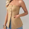 414Vmnc7h8L.jpg Womens Strapless Blazer Vest Summer Sleeveless Fitted Tube Tops Trendy Button Down Work Suit Tops