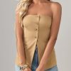 414fy-F3jPL.jpg Womens Strapless Blazer Vest Summer Sleeveless Fitted Tube Tops Trendy Button Down Work Suit Tops