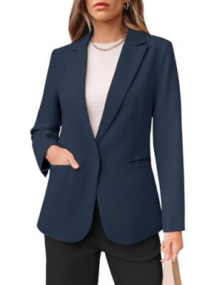 Dressy Blazers for Women Button Long Sleeve Lapel Business Casual Outfits Office Work Suit Blazer with Pockets