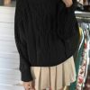 Womens Oversized Cable Knit Sweaters Crew Neck Long Sleeve Fall Chunky Pullover Casual Loose Fit Sweater Tops