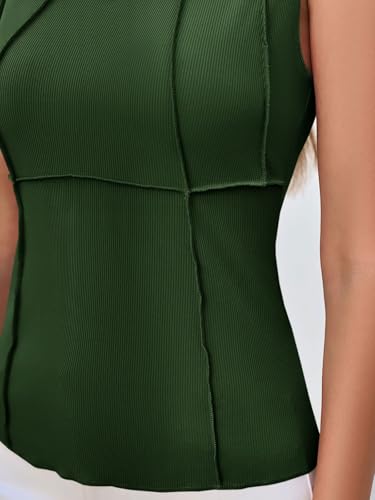 Womens Ribbed Tank Tops Fitted Summer Dressy Casual Sleeveless Shirts Cute Crew Neck Basic Tee