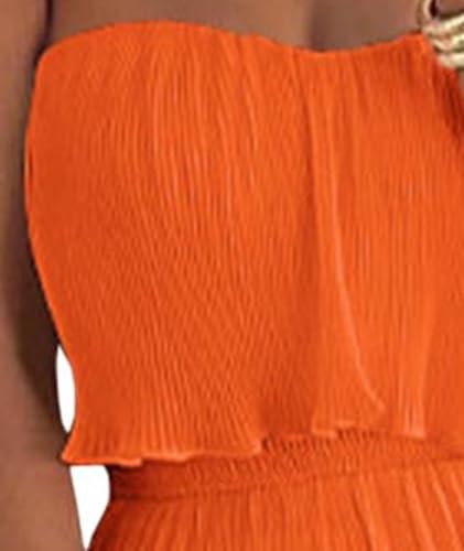 Women's Tube Top Ruffled Tiered Maxi Dress Sleeveless Backless Bodycon Smocked Shirred Party Holiday Long Dress