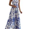 Womens Summer Dresses Allover Print Ruffle Hem Tube A-Line Maxi Dress