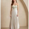 Women's Pleated A Line Tube Dress Elegant Strapless High Waisted Long Flowy Dresses