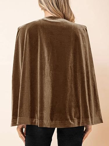 Women's Velvet Cape Blazer Jackets Casual Split Long Sleeve Open Front Coat
