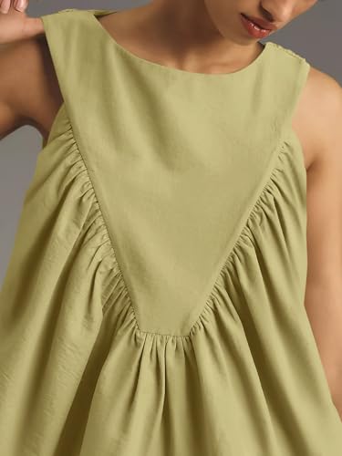 Womens Peplum Babydoll Tank Tops Summer Sleeveless Loose T Shirts Casual Shirred Flowy Tops
