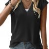 Womens V Neck Sleeveless Sweater Vest Oversized Ribbed Knit Side Slit Pullover Tank Tops