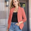 Lightweight Open Front Cardigan Classic Ruched Sleeve Work Office Blazer Suit Jackets