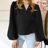 Womens Puff Long Sleeve Blazers V Neck Wrap Cropped Trench Coat Work Office Dressy Casual Suit Jackets