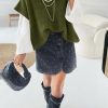 418Gkpc7YOL.jpg Womens Oversized Turtleneck Poncho Sweaters Short Batwing Sleeve Casual Slouchy Loose Fit Chunky Knit Pullover Tops