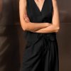 Womens Business Casual 2 Piece Outfits V Neck Sleeveless Tie Waist Blazer Vest Pleated Wide Leg Suits Pants Sets