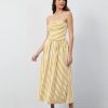 Women Striped Strapless Flowy Maxi Dress Backless Patchwork Tube Top Dress Summer Party Formal Long Dresses